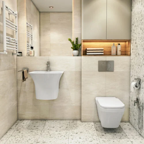 توالت فرنگی وال هنگ چینی کرد مدل ارتا طوسی(Wallhang Toilet Arta)